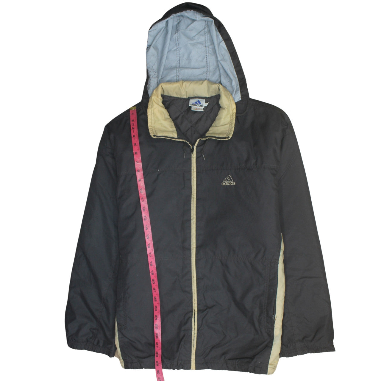 Adidas Womens Black Hooded Puffer Jacket Size L Lightweight Winter Coat