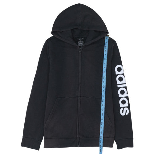 Adidas Womens Black XL Full Zip Hoodie Sweatshirt with Logo Sleeve