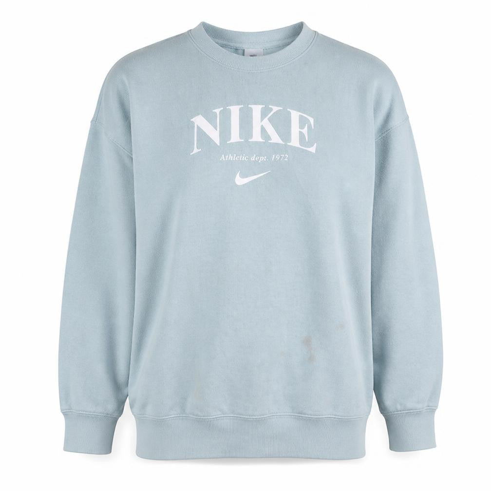 Nike Womens Blue Pullover Sweatshirt Small Crew Neck Logo Print