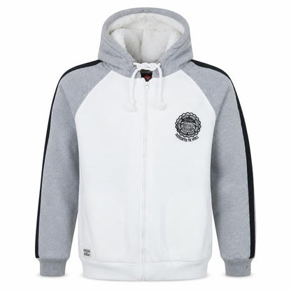 Front view of Lee Cooper Men's Grey Full Zip Hoodie Medium Fleece Lined