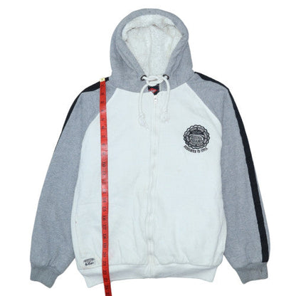Back view of Lee Cooper Men's Grey Full Zip Hoodie Medium Fleece Lined