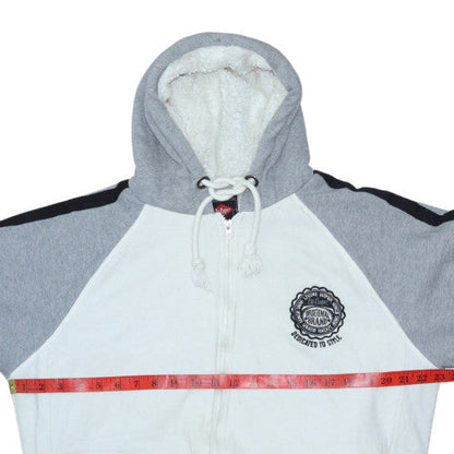 Close-up detail of Lee Cooper Men's Grey Full Zip Hoodie Medium Fleece Lined