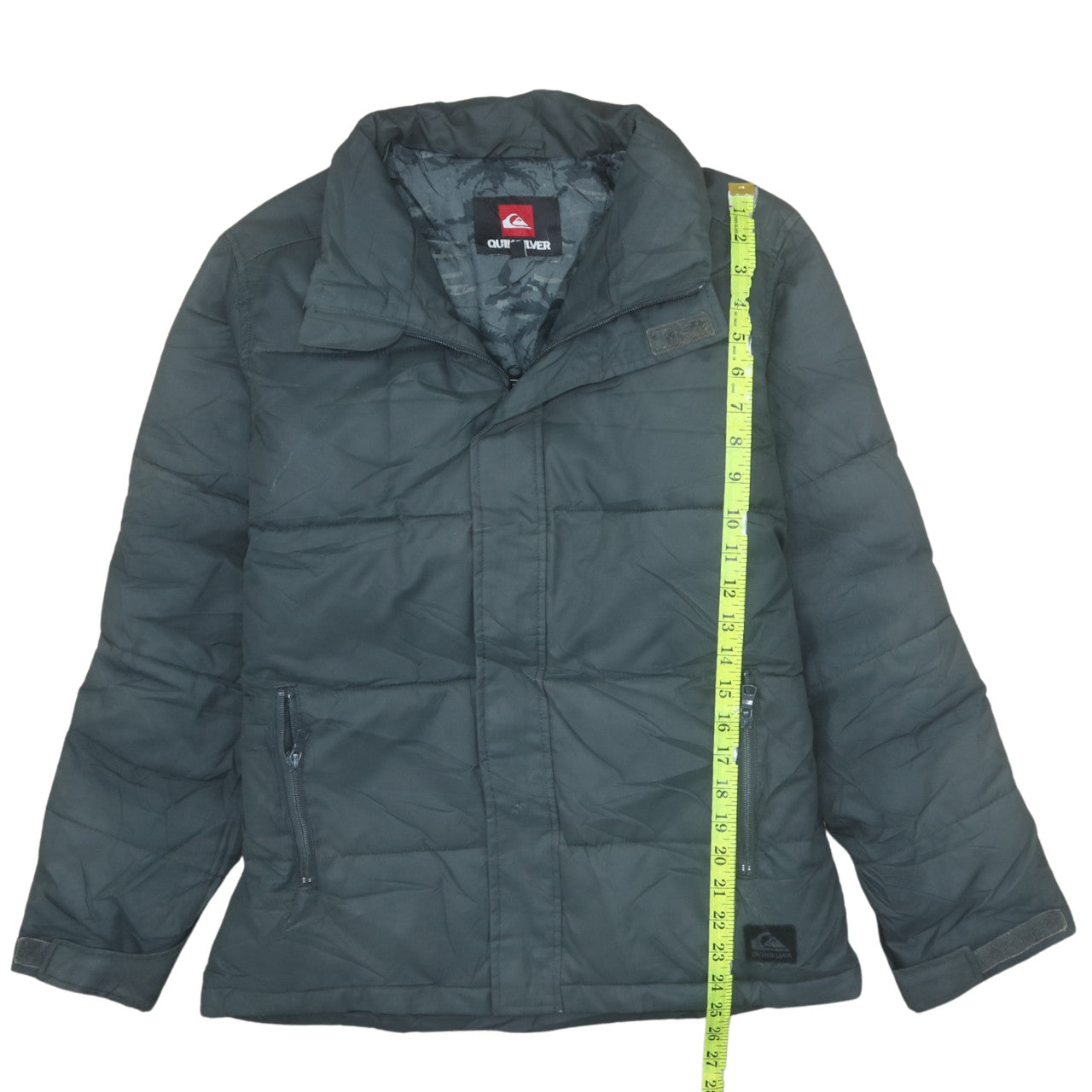 Quiksilver Women’s Grey Puffer Jacket Size 14 Hooded Mid-Length