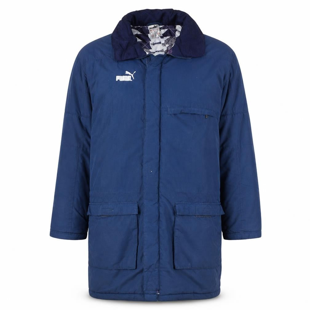 Puma Men's Blue Medium Parka Coat Winter Lined Full Zip
