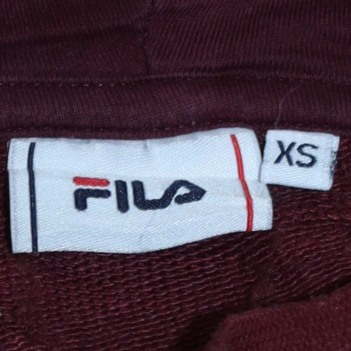 Fila Womens Colourblock Hoodie Burgundy Pink XS Pullover Cotton Blend