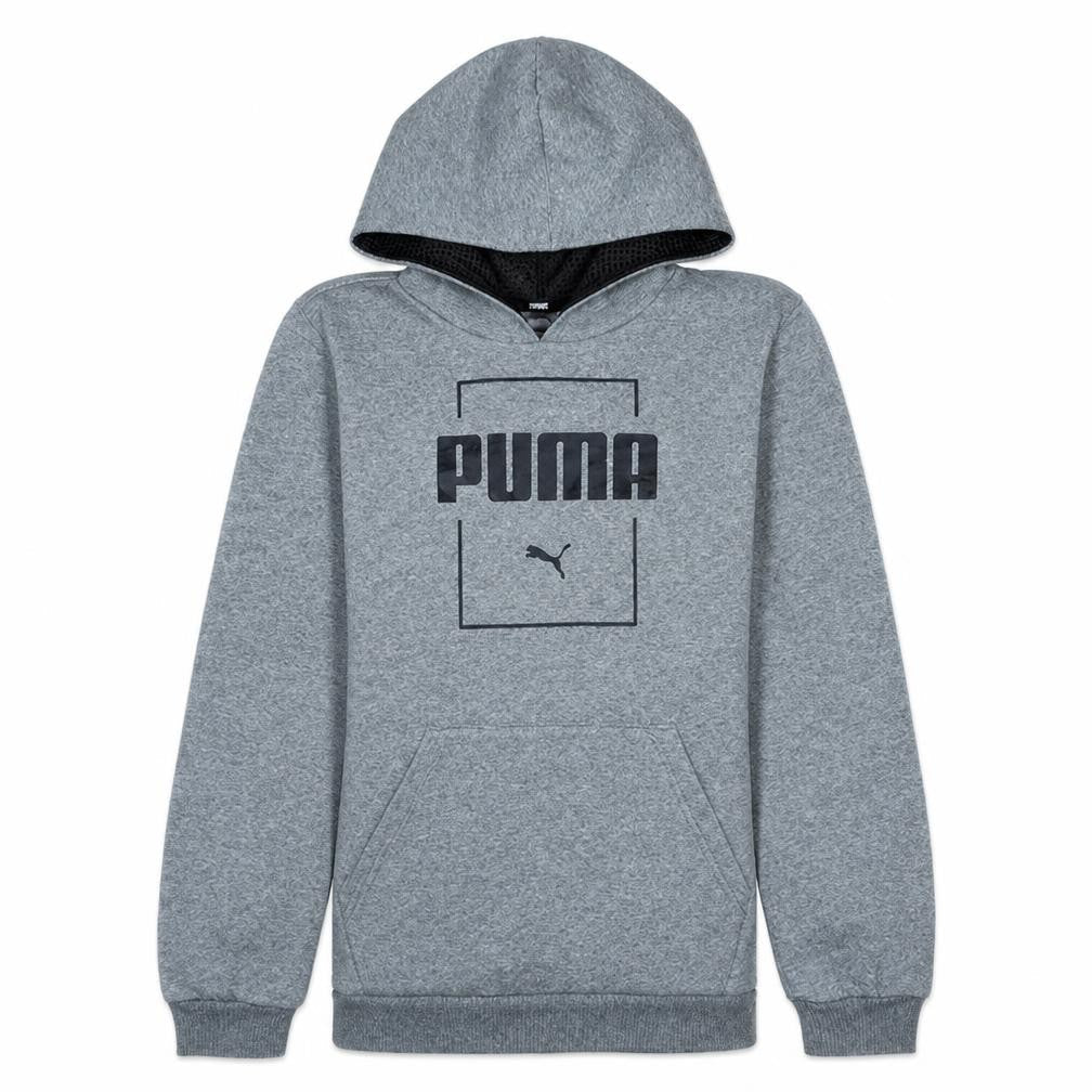 Puma Boys Grey Pullover Hoodie 13-14 Years Regular Fit Fleece Sweatshirt