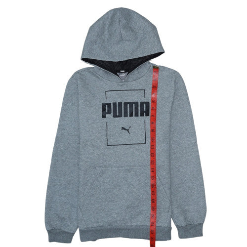 Puma Boys Grey Pullover Hoodie 13-14 Years Regular Fit Fleece Sweatshirt