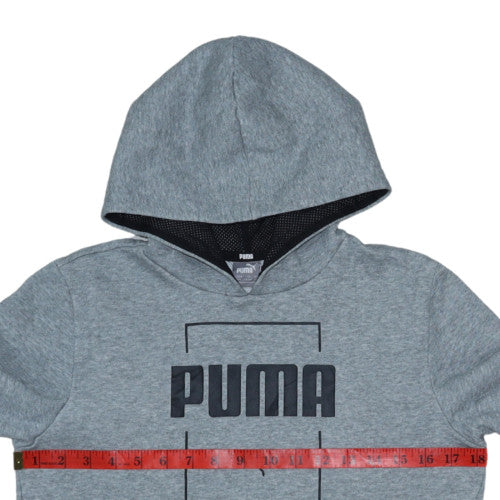 Puma Boys Grey Pullover Hoodie 13-14 Years Regular Fit Fleece Sweatshirt