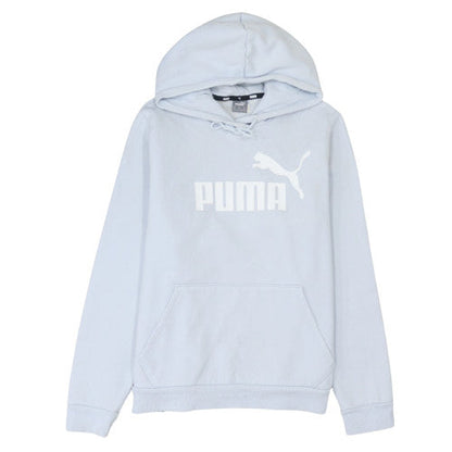 Additional front view of Puma Women's Light Blue Pullover Hoodie XL Logo Print Casual