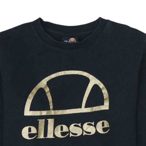 Ellesse Girls Black Pullover Sweatshirt 12-13 Years Logo Fleece