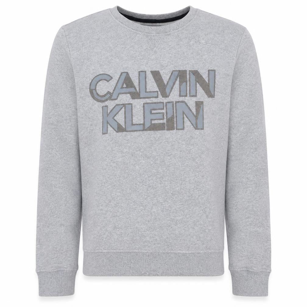Calvin Klein Mens Grey Crew Neck Logo Sweatshirt Size S