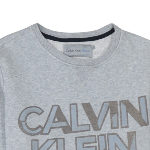 Calvin Klein Mens Grey Crew Neck Logo Sweatshirt Size S