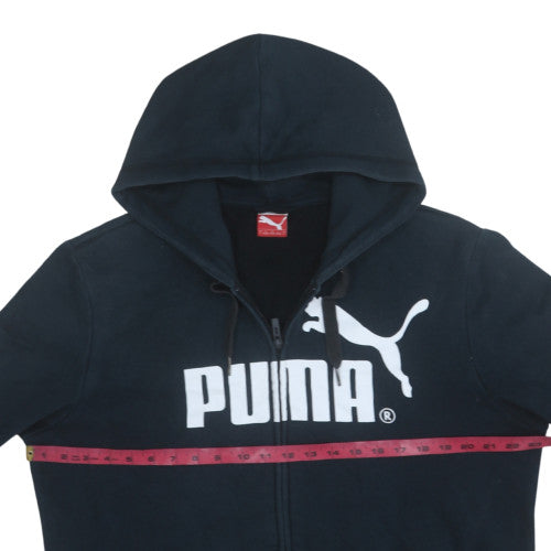 Puma Mens Black Full Zip Hoodie L Logo Fleece Sweatshirt