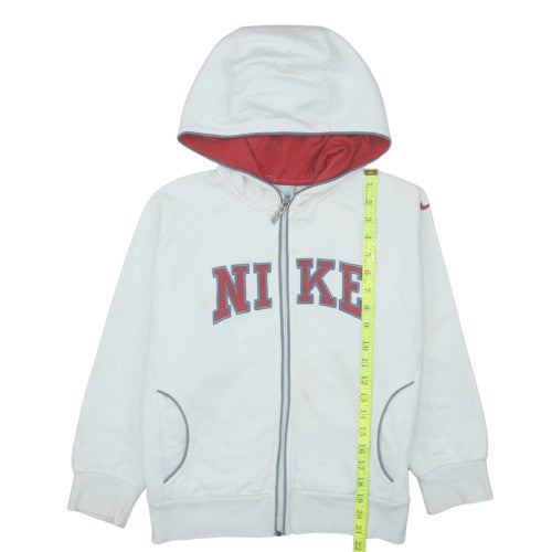Nike Teens White Full Zip Hoodie Size 10 EU 138-140 Cotton Blend