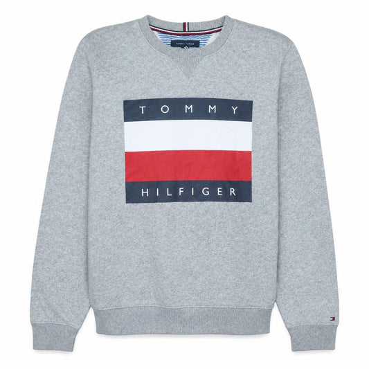 Tommy Hilfiger Men's Grey Cotton Logo Sweatshirt M