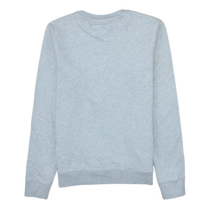 Close-up detail of Tommy Hilfiger boys’ grey logo pullover sweatshirt 14 years