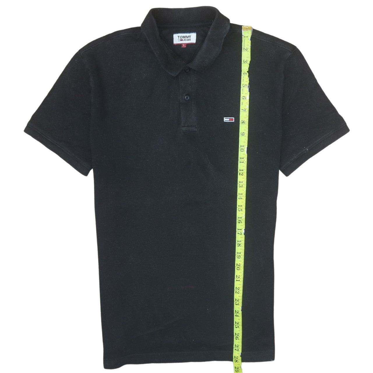 Tommy Jeans Men's Black Polo Shirt L Cotton Logo Classic Fit