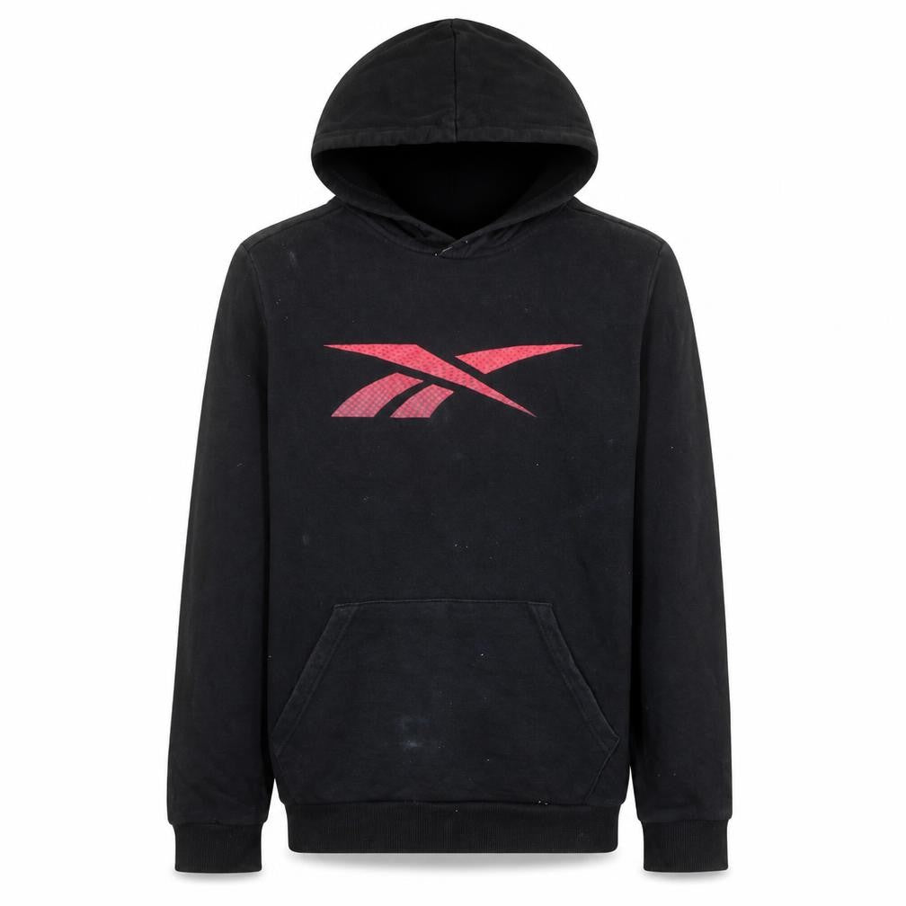 Reebok Men's Black Pullover Hoodie Medium Red Logo Graphic