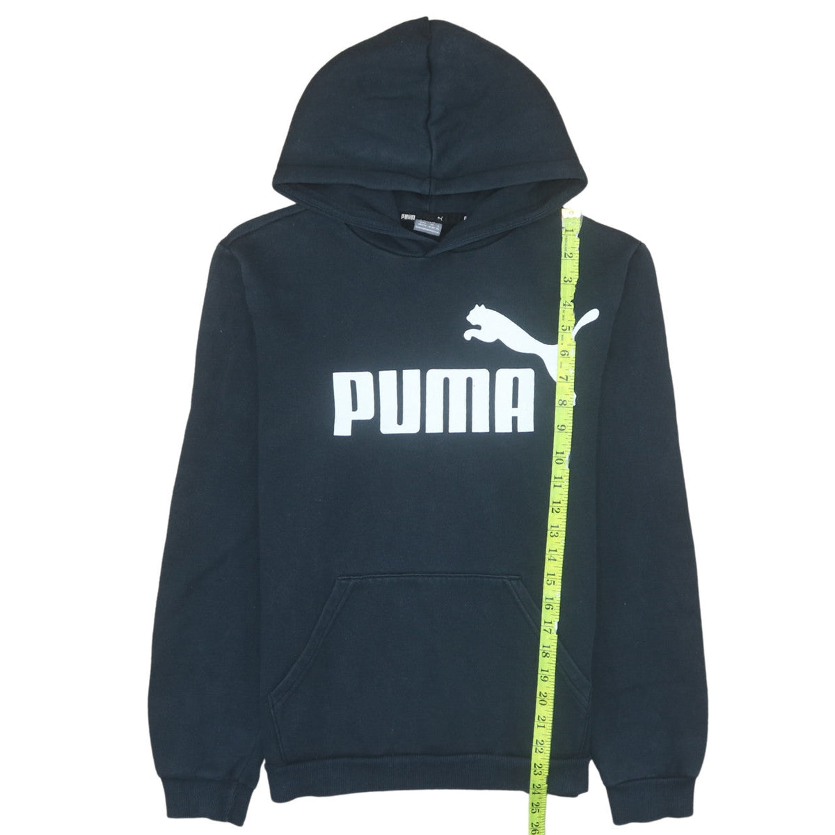 Puma Boys Black Pullover Hoodie 15-16 Years Fleece Logo Sweatshirt