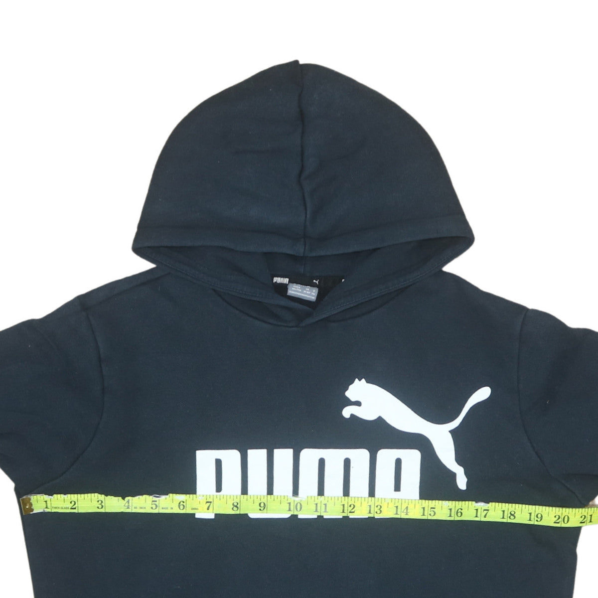 Puma Boys Black Pullover Hoodie 15-16 Years Fleece Logo Sweatshirt