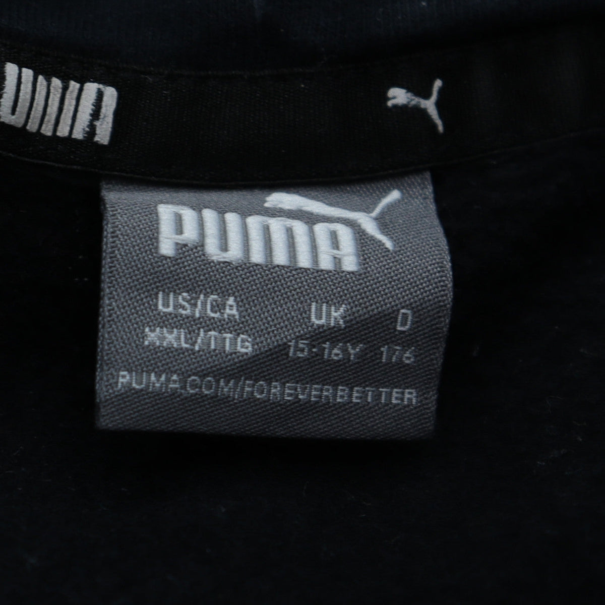 Puma Boys Black Pullover Hoodie 15-16 Years Fleece Logo Sweatshirt