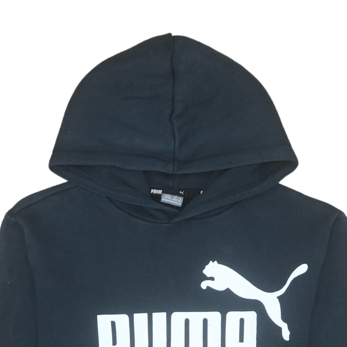 Puma Boys Black Pullover Hoodie 15-16 Years Fleece Logo Sweatshirt