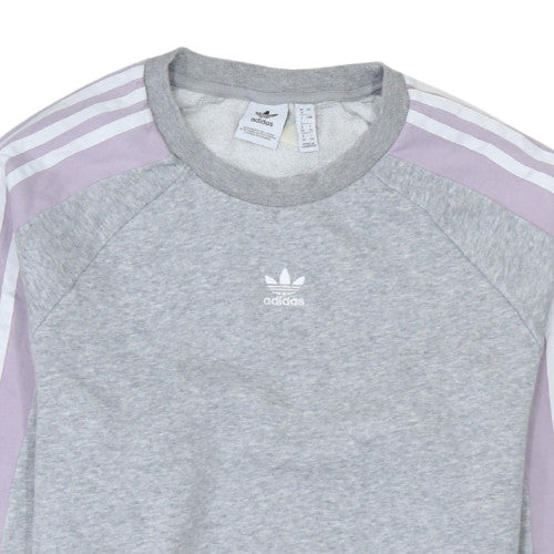 Adidas Women Grey & Lilac Crew Neck Long Sleeve Sweatshirt Size 8