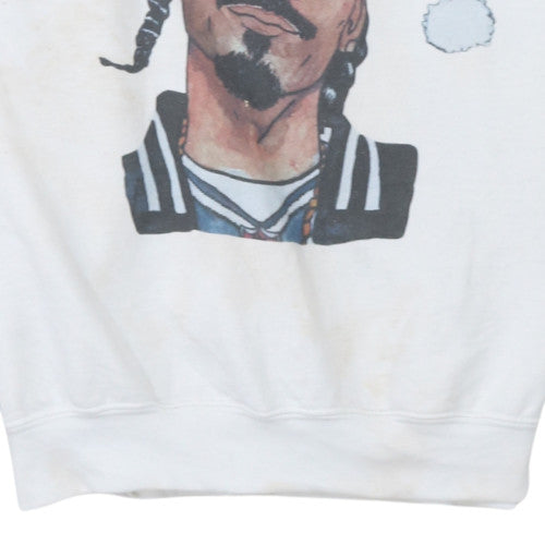 Gildan Men White Christmas Graphic Print Sweatshirt Medium