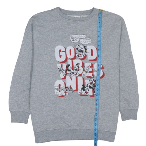 Disney Women Grey Mickey Mouse 'Good Vibes Only' Sweatshirt Size S