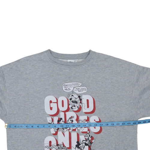 Disney Women Grey Mickey Mouse 'Good Vibes Only' Sweatshirt Size S