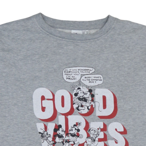 Disney Women Grey Mickey Mouse 'Good Vibes Only' Sweatshirt Size S