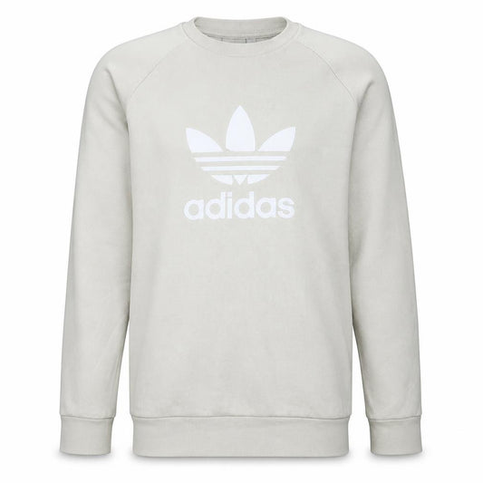 Adidas Mens Beige Small Trefoil Logo Pullover Sweatshirt