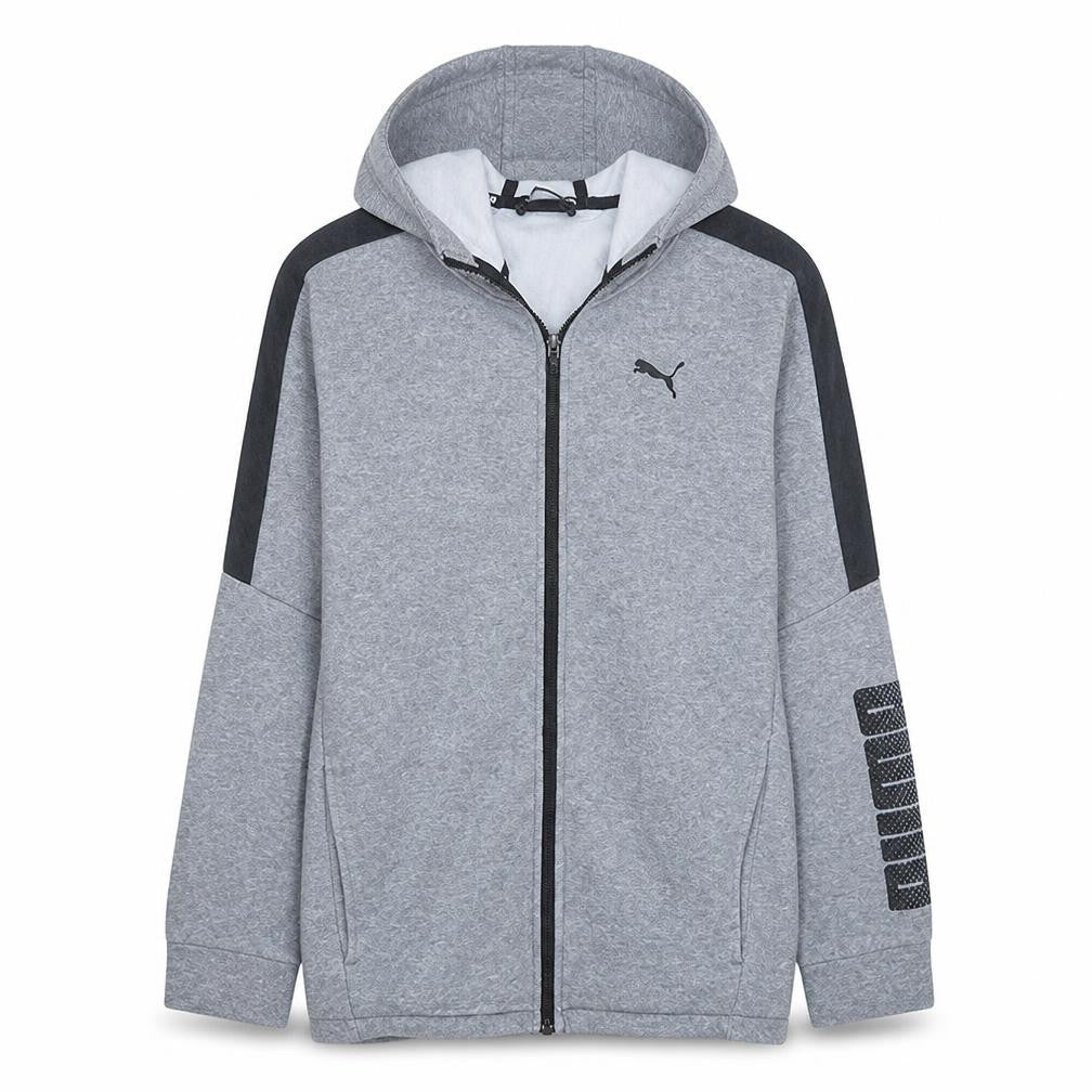 Puma Boys Grey Full Zip Hoodie Size 16 Years Cotton Blend Sportswear