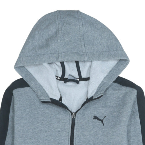 Puma Boys Grey Full Zip Hoodie Size 16 Years Cotton Blend Sportswear