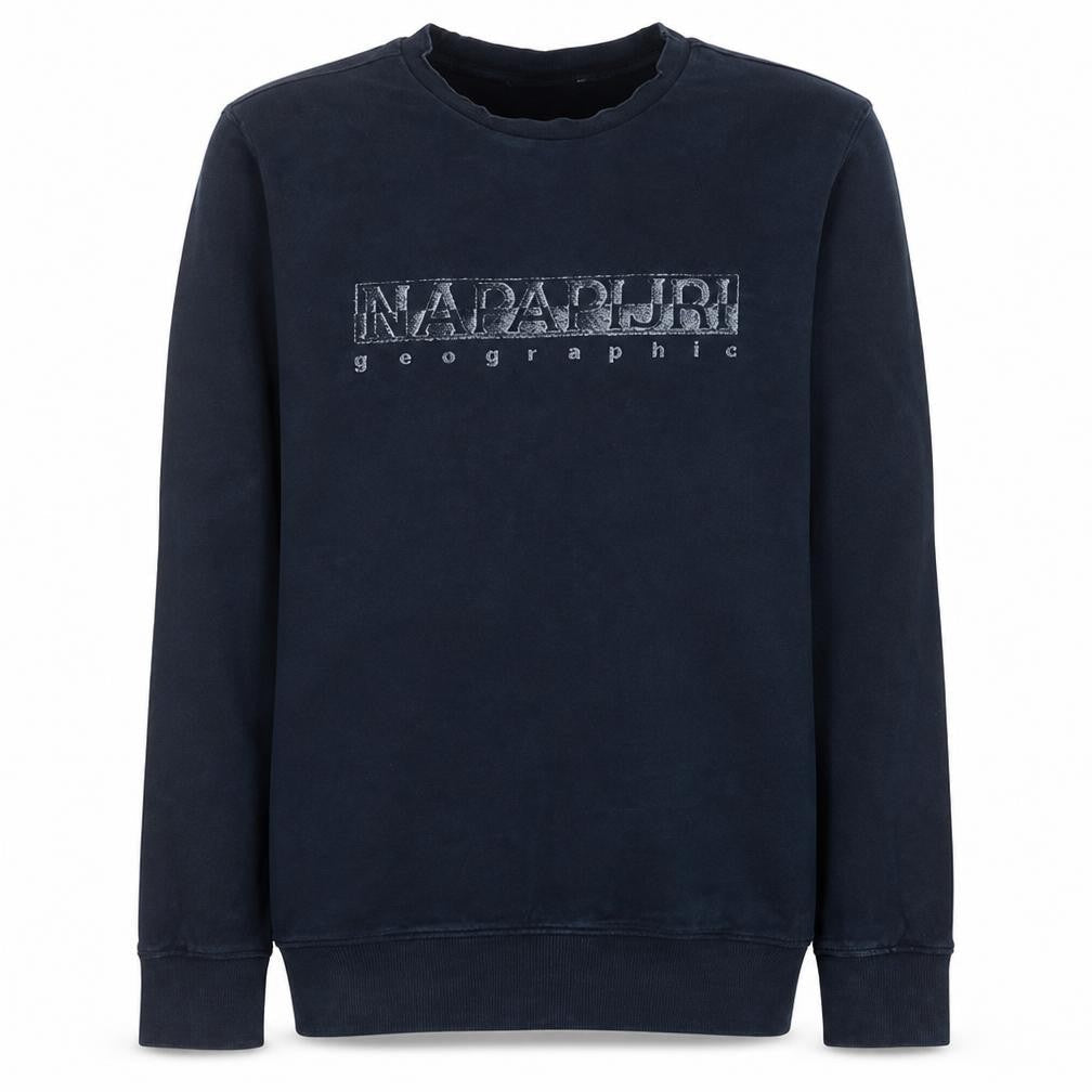 Napapijri Men's Blue Pullover Sweatshirt M Crew Neck Logo