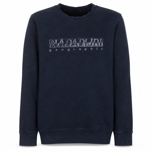 Napapijri Men's Blue Pullover Sweatshirt M Crew Neck Logo