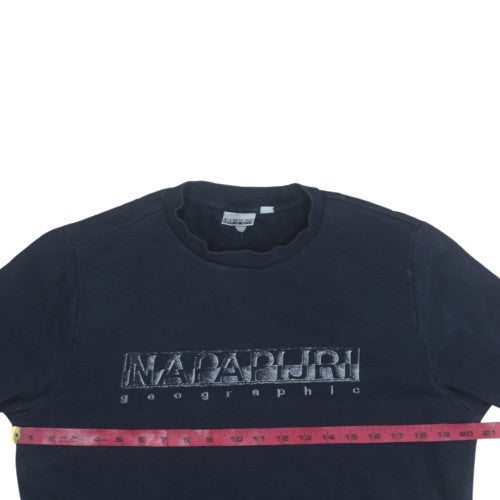 Napapijri Men's Blue Pullover Sweatshirt M Crew Neck Logo