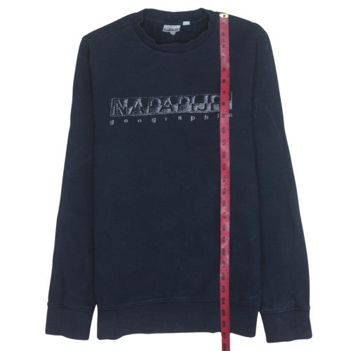 Napapijri Men's Blue Pullover Sweatshirt M Crew Neck Logo