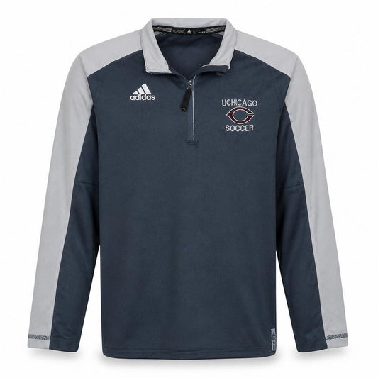 Adidas Mens Blue Grey 1/4 Zip Pullover Sweatshirt UChicago Soccer M
