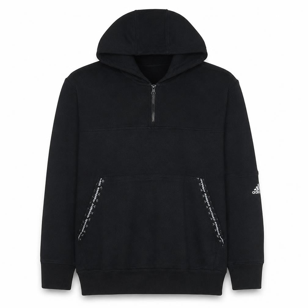Adidas Men's Black L Pullover 1/2 Zip Fleece Hoodie