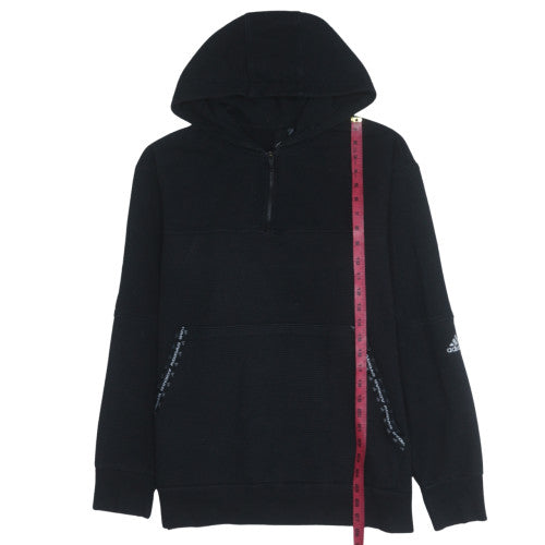 Adidas Men's Black L Pullover 1/2 Zip Fleece Hoodie