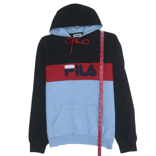 FILA Mens XL Black Blue Red Pullover Hoodie Sweatshirt
