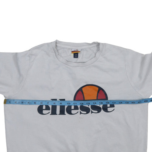 Ellesse Women White Crew Neck Logo Pullover Sweatshirt Size 16