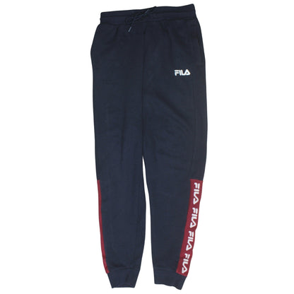 Additional front view of Fila Men's Black Jogger Sweatpants Small - Logo Side Stripe