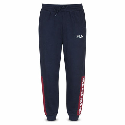 Front view of Fila Men's Black Jogger Sweatpants Small - Logo Side Stripe