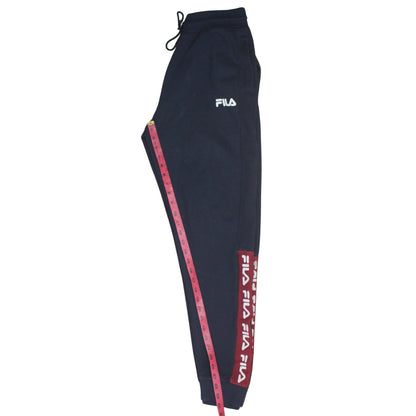 Back view of Fila Men's Black Jogger Sweatpants Small - Logo Side Stripe