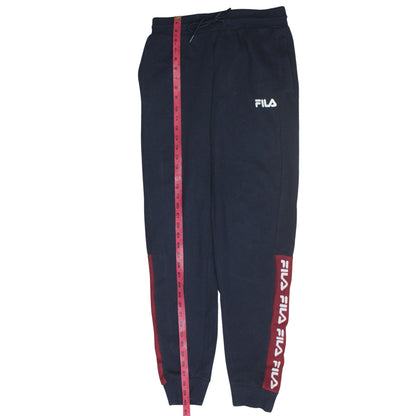 Close-up detail of Fila Men's Black Jogger Sweatpants Small - Logo Side Stripe