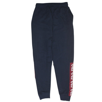 Brand and care label for Fila Men's Black Jogger Sweatpants Small - Logo Side Stripe