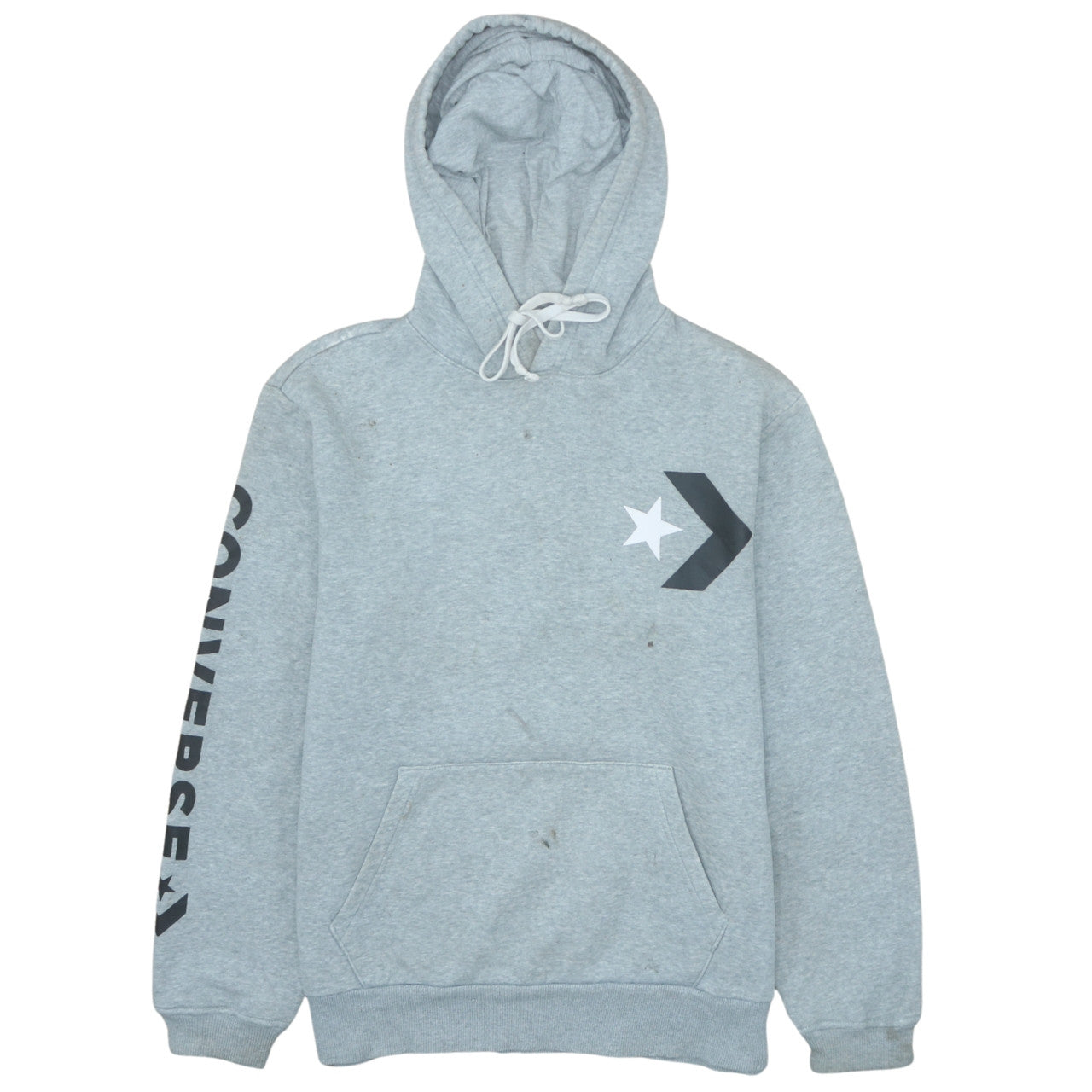 Converse Men's Grey Pullover Hoodie Small Logo Fleece Sportswear