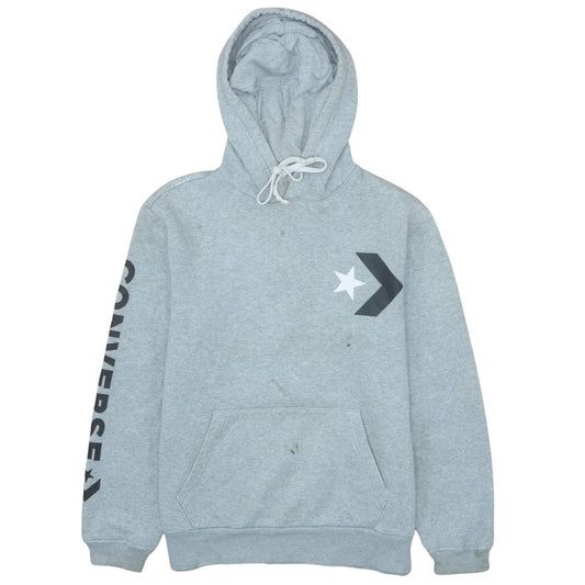 Converse Men's Grey Pullover Hoodie Small Logo Fleece Sportswear